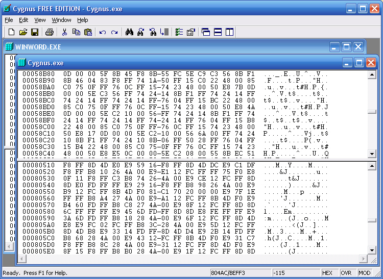 Click to view Cygnus Hex Editor FREE EDITION 1.00 screenshot